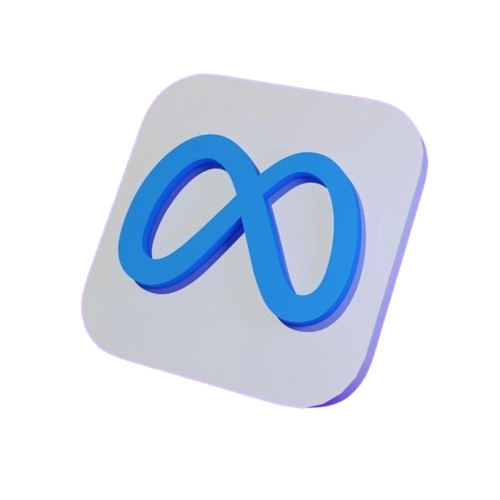 Blue infinity-shaped logo on a white rounded-square background displayed on a dark screen.
